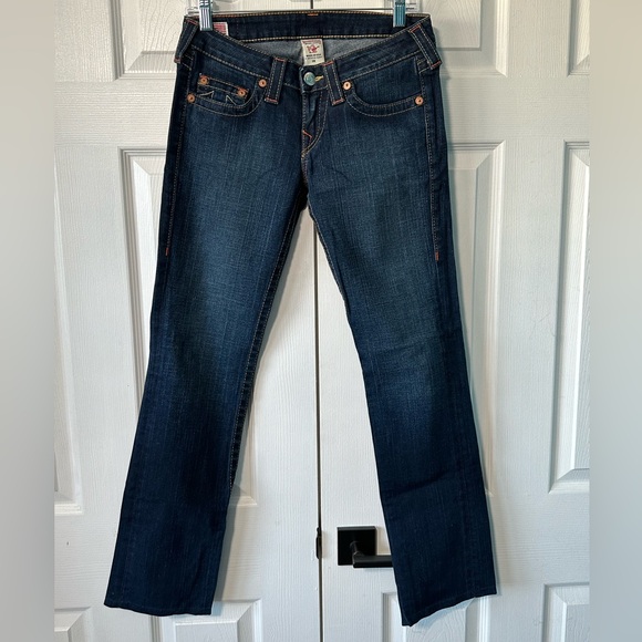 True Religion Johnny Dark Wash Straight Leg Low Rise Size 28 - Picture 3 of 11